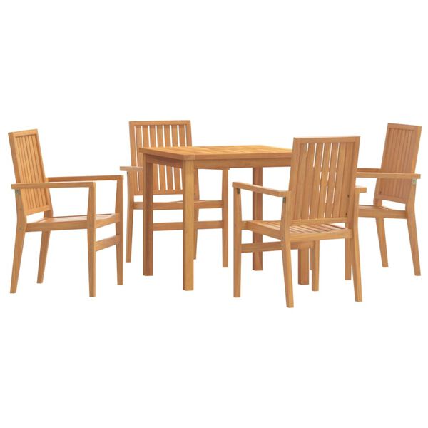 vidaXL 5-tlg. Garten-Essgruppe Massivholz Teak