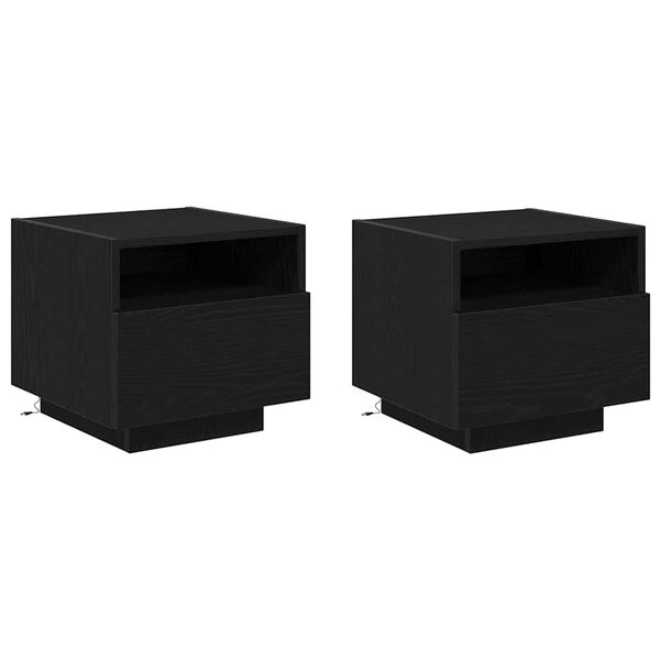 vidaXL Nachttisch 2 pcs Schwarz Eichen-Optik 40 x 39 x 37 cm