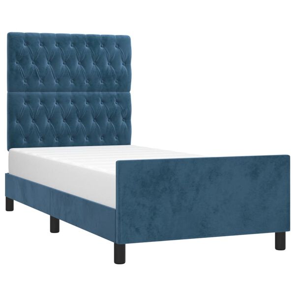vidaXL Bettgestell ohne Matratze Dunkelblau 90x200 cm Samt