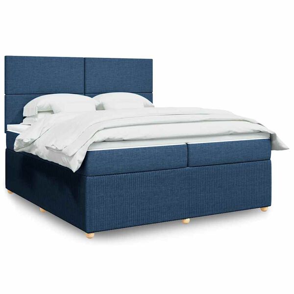 vidaXL Boxspringbett mit Matratze Blau 200x200 cm Stoff