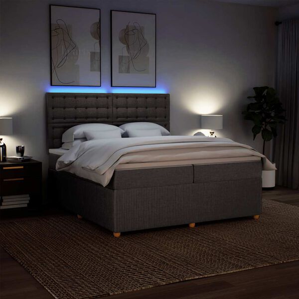 vidaXL Boxspringbett mit Matratze Taupe 200x200 cm Stoff