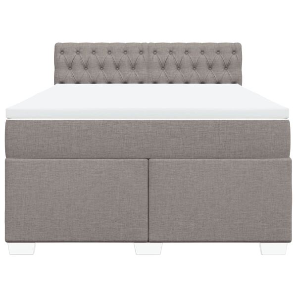 vidaXL Boxspringbett mit Matratze Taupe 160x200 cm Stoff