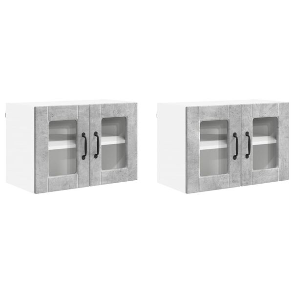 vidaXL K&uuml;chenschrank 2 pcs Beton Grau 60 x 31 x 40 cm Holzwerkstoff