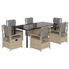 vidaXL 7-tlg. Garten-Essgruppe mit Kissen Beige Poly Rattan