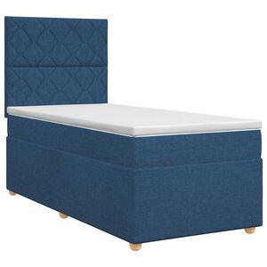 vidaXL Boxspringbett mit Matratze mit Kopfteil Blau 80 x 200 cm Stoff