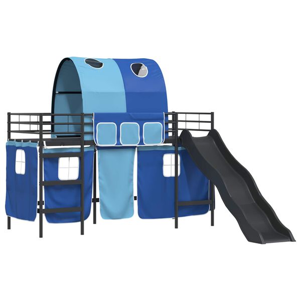 vidaXL Kinder-Etagenbett Schwarz und Blau 75 x 190 cm Metall