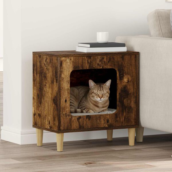 vidaXL Katzenhaus Ger&auml;ucherte Eiche 51 x 30 x 52 cm Holzwerkstoff