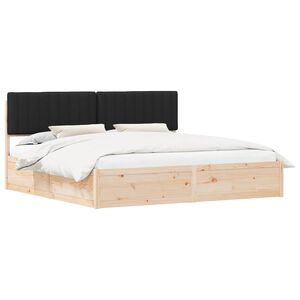 vidaXL Bettgestell mit gepolstertem Kopfteil Schwarz 200 x 200 cm