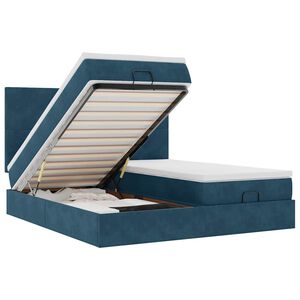 vidaXL Ottoman-Bett mit Matratzen & LEDs Dunkelblau 180x200 cm Samt