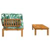 vidaXL Sofa Set mit Kissen Blatt 2 pcs Blattmuster Massivholz Akazie