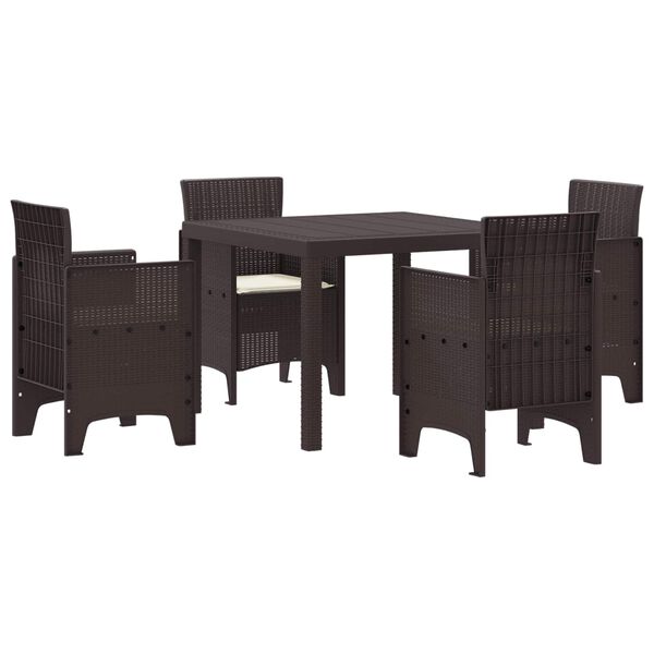 vidaXL Garten Essgruppe 5 pcs Braun Polypropylen