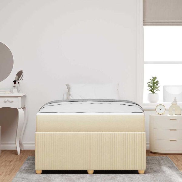 vidaXL Bettrahmen mit Matratze Creme 120 x 190 cm Stoff
