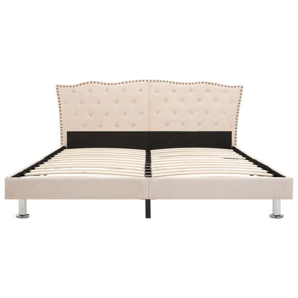 vidaXL Bett mit Matratze Beige Stoff 160 x 200 cm
