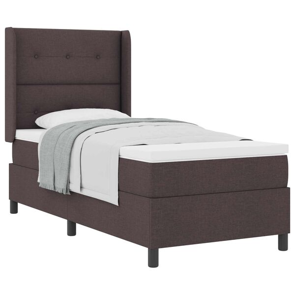vidaXL Boxspringbett mit Matratze Dunkelbraun 90 x 190 cm Stoff