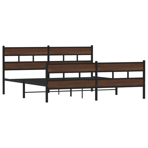 vidaXL Metallbett ohne Matratze Braun Eichen-Optik 200x200 cm
