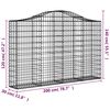 vidaXL Gabionen mit Hochbogen 15Stk. 200x30x120/140cm Verzinktes Eisen