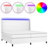 vidaXL Boxspringbett mit Matratze & LED Weiß 200x200 cm Kunstleder
