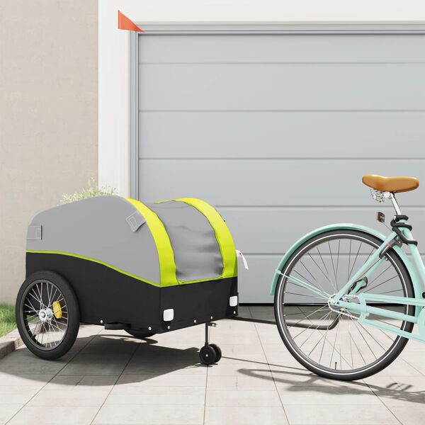 vidaXL Fahrradanh&auml;nger Schwarz und Gr&uuml;n 45 kg Eisen