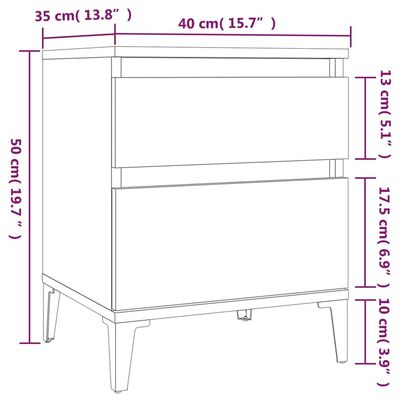 vidaXL Nachttische 2 Stk. Sonoma-Eiche 40x35x50 cm