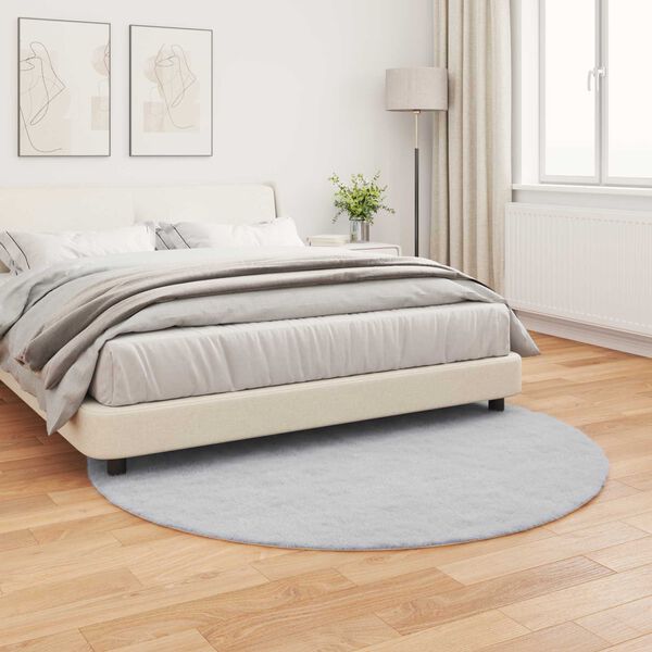 vidaXL Kunstfell Hasen Teppich Olite Grau &Oslash; 200 cm Polyester