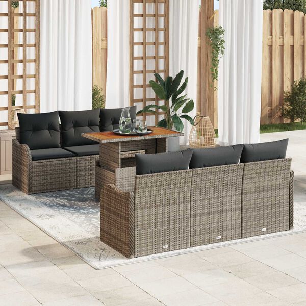 vidaXL Garten-Sofa-Set mit Kissen 7 pcs Grau