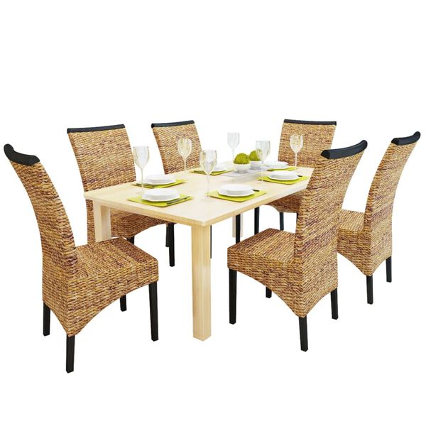 vidaXL Esszimmerst&uuml;hle 6 Stk. Abaca und Mango Massivholz