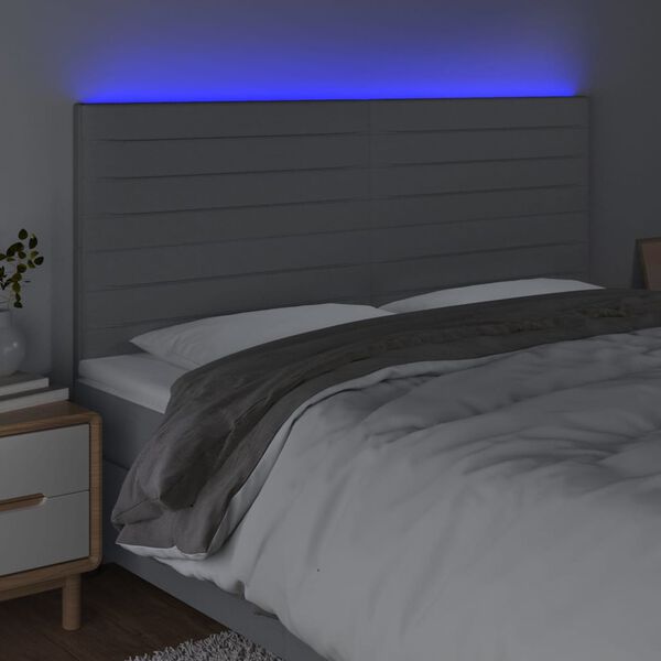 vidaXL LED Kopfteil Hellgrau 180x5x118/128 cm Stoff