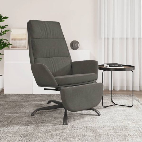 vidaXL Relaxsessel mit Fu&szlig;st&uuml;tze Dunkelgrau Samt