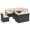 vidaXL 9-tlg. Garten-Sofagarnitur mit Kissen Schwarz Poly Rattan