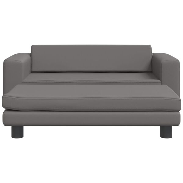 vidaXL Kindersofa mit Hocker Grau 100x50x30 cm Kunstleder
