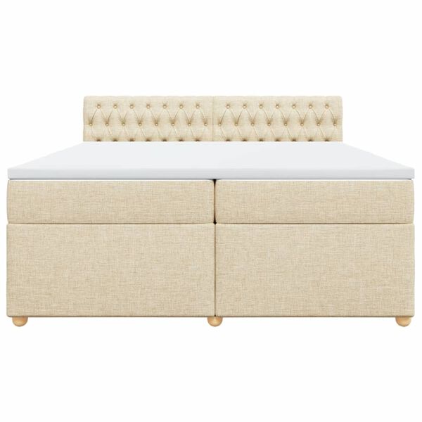 vidaXL Boxspringbett mit Matratze Creme 200x200 cm Stoff