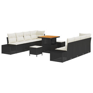 vidaXL Gartensofa-set mit Kissen Schwarz 80 x 80 x 71 cm Poly Rattan