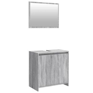 vidaXL 2-tlg. Badm&ouml;bel-Set Grau Sonoma Holzwerkstoff