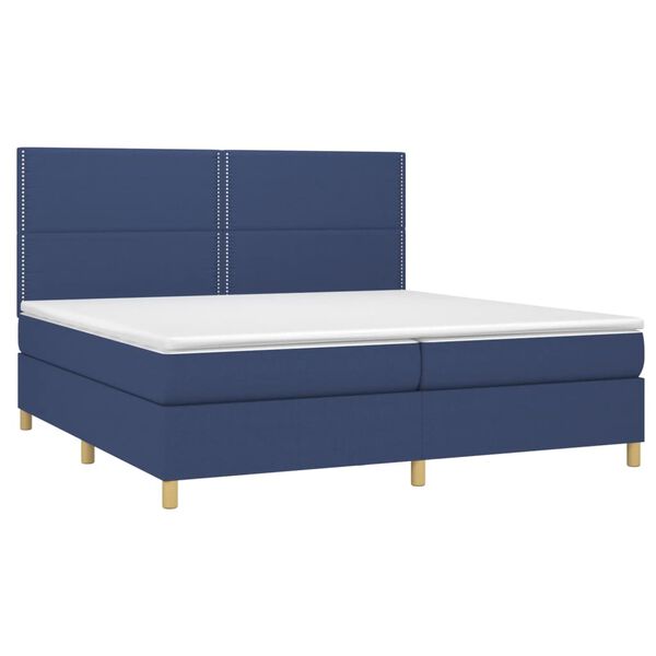 vidaXL Boxspringbett mit Matratze Blau 200x200 cm Stoff