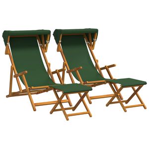 vidaXL Liegestuhl 4 pcs 3 Position Massives Eukalyptus Holz Gr&uuml;n