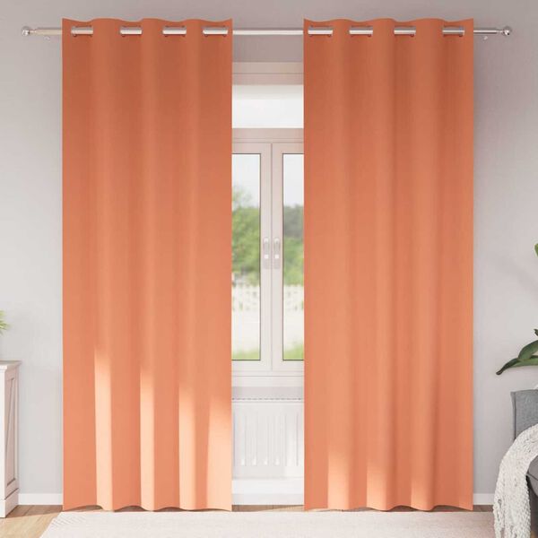 vidaXL Verdunkelungs-Vorh&auml;nge mit Ringen 2 pcs Terrakotta 245 x 140 cm