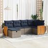 vidaXL 6-tlg. Garten-Sofagarnitur mit Kissen Grau Poly Rattan