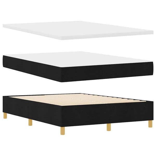 vidaXL Boxspringbett mit Matratze Schwarz 140 x 190 cm Stoff