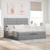 vidaXL Ottoman-Bett mit Matratzen & LEDs Hellgrau 200x200 cm Stoff