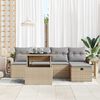 vidaXL Garten-Sofa-Set mit Kissen mit Speicher 6 pcs Beige Poly Rattan