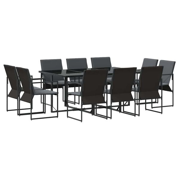 vidaXL Garten Essgruppe 11 pcs Schwarz Stahl