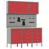 vidaXL Werkbank mit Schubladen 8 pcs Rot Ingenieure Holz und Stahl