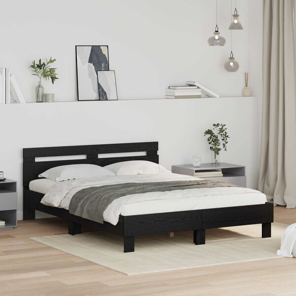 vidaXL Bettrahmen Schwarz Eichen-Optik 140 x 200 cm Holzwerkstoff