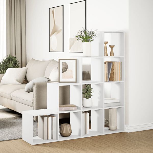 vidaXL Raumteiler-B&uuml;cherregal 4 Stufen Wei&szlig; 131,5x29x131,5 cm