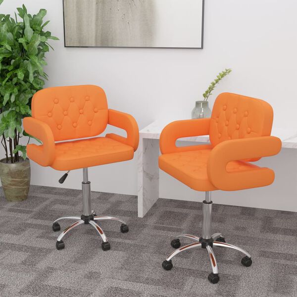 vidaXL Esszimmerst&uuml;hle 2 Stk. Drehbar Orange Kunstleder
