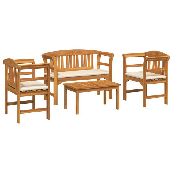 vidaXL M&ouml;belset mit Kissen 4 pcs Natur Massivholz Akazie