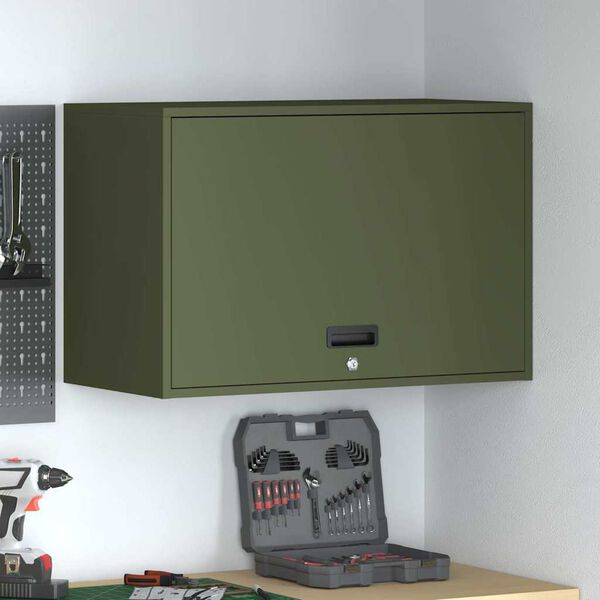 vidaXL Wandschrank f&uuml;r die Garage mit Gasdrucklift-T&uuml;r Olivgr&uuml;n