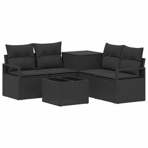 vidaXL Sofa Set 6 stk. Schwarz Polyrattan und Stahl
