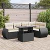 vidaXL 6-tlg. Garten-Sofagarnitur mit Kissen Schwarz Poly Rattan