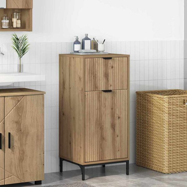 vidaXL Badezimmerschrank mit Speicher Artisan-Eiche 39,5 x 36 x 88 cm